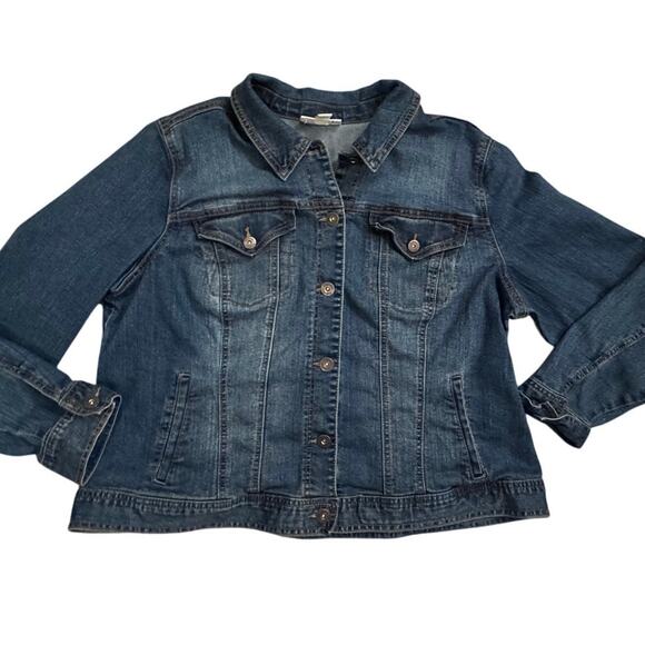 Style & Co Denim Jacket Women’s 18W Blue Jean Coat Plus Size - Picture 1 of 4